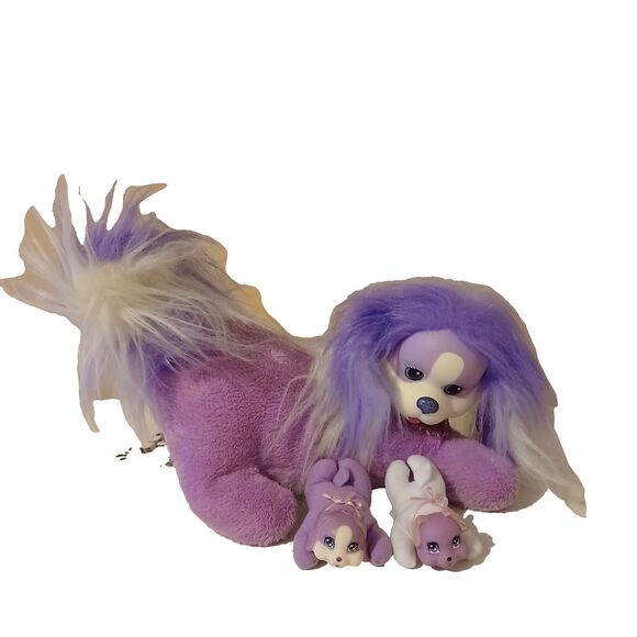 Just Play Puppy Surprise Riley Purple Stuffed Plush Animal Toy Dog w/ 2 Puppies - Picture 11 of 12